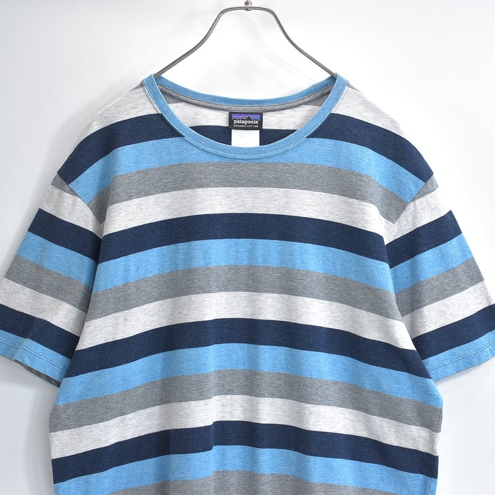 SP15 Patagonia パタゴニア オーガニックコットン マルチカラーボーダー クルーネックTシャツ USED ヴィンテージ ビンテージ 古着 メンズ Lサイズ