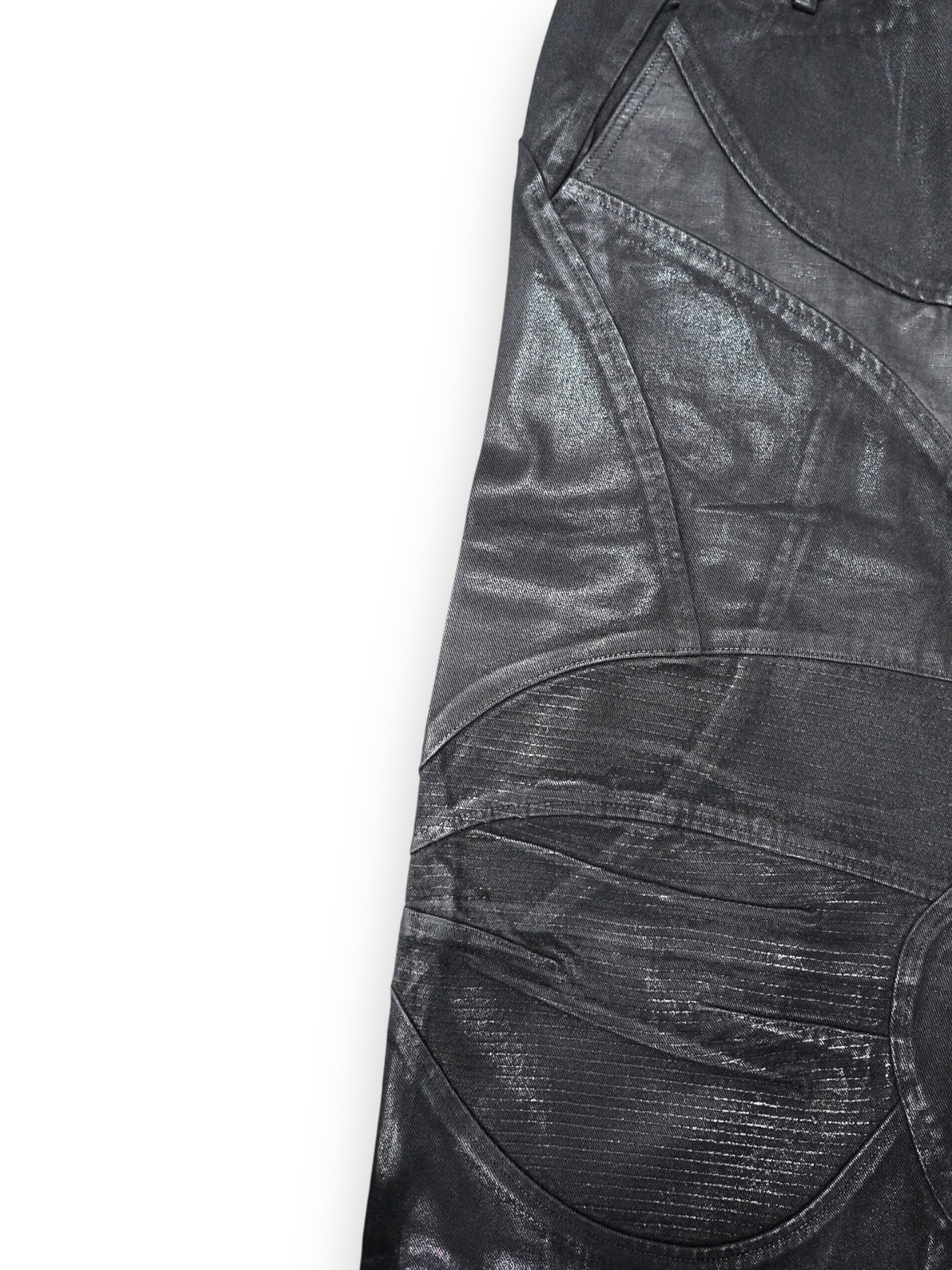 【PLANET STUDIO】Wax Coating Switching Baggy Denim Pants