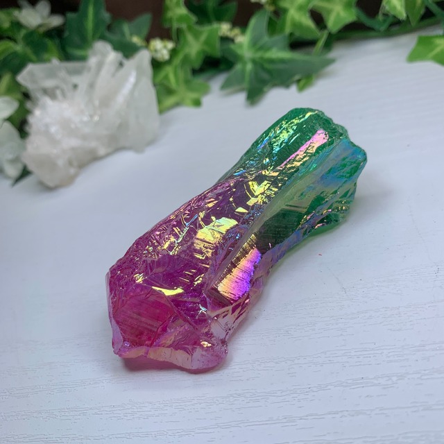 9.パープル×グリーン☆ラフカット☆オーラクォーツ