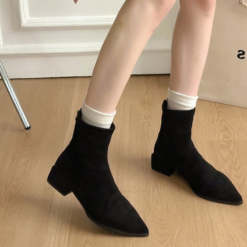 スエード ポインテッドトゥ アンクルブーツ 2color SH0117