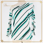 社交ダンス 衣装 トップス ブラウス グレイ系 チャコット Chacott 練習 レッスン 日本製 白 緑 伸縮 ストレッチ ストライプ柄 模様 爽やか パーティー ダンス衣装 イベント ステージ ホワイト系 グリーン系