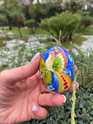 ペトリキウカ塗りのイースター・エッグ 7cm　ホメンコ作