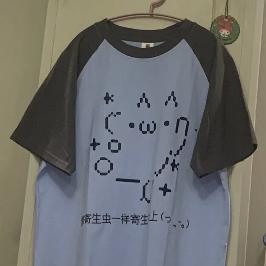 オタクスタイルかわいい猫 Y2K プリント Tシャツグレーブルールーズ