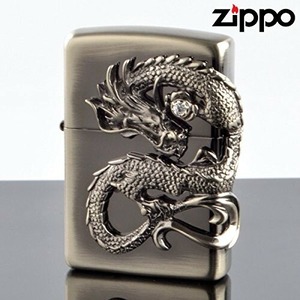 【即納】ZIPPO ジッポー #200レギュラー 龍サイドメタル ドラゴン DS-NI ニッケル鍮古美 ライター