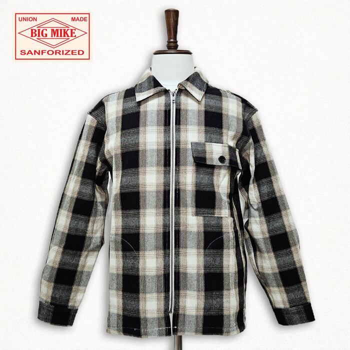 BIGMIKE ビッグマイク ネルシャツ メンズ ジップアップ シャツジャケット オンブレチェック アメカジ【送料無料】