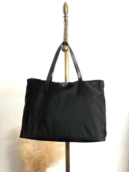 PRADA プラダ ハンドバッグ ブラック トライアングルロゴ ナイロン トートバッグ vintage ヴィンテージ オールド cxhrm8