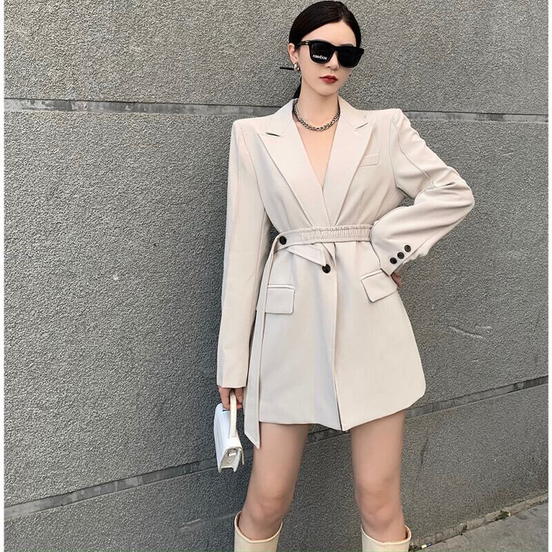 ウェストソリッド カラージャケット オータムバックル ロング レース 秋物 レースアップ ソリッドカラー ガールズファッション23794479583