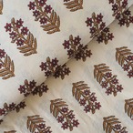 ブロックプリント生地【50cm単位】インド綿 花柄 生成り×赤 #40810-RD1