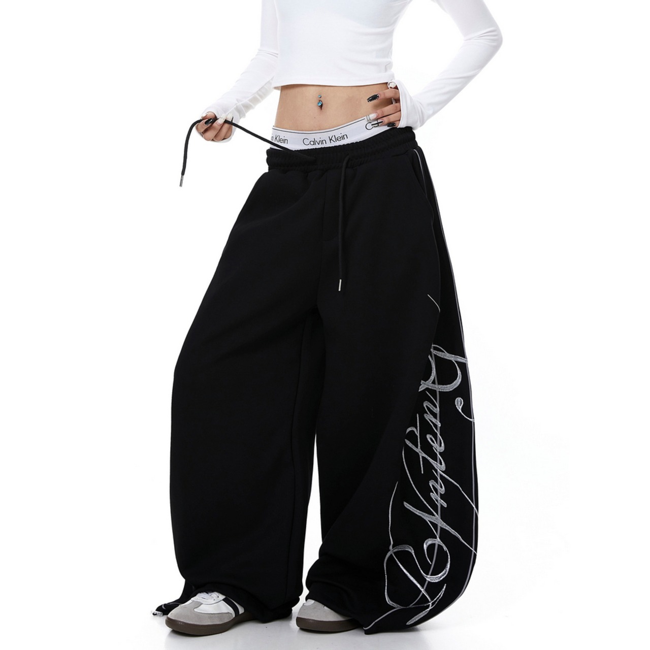 ストリート  文字刺繍 スウェットパンツ P378