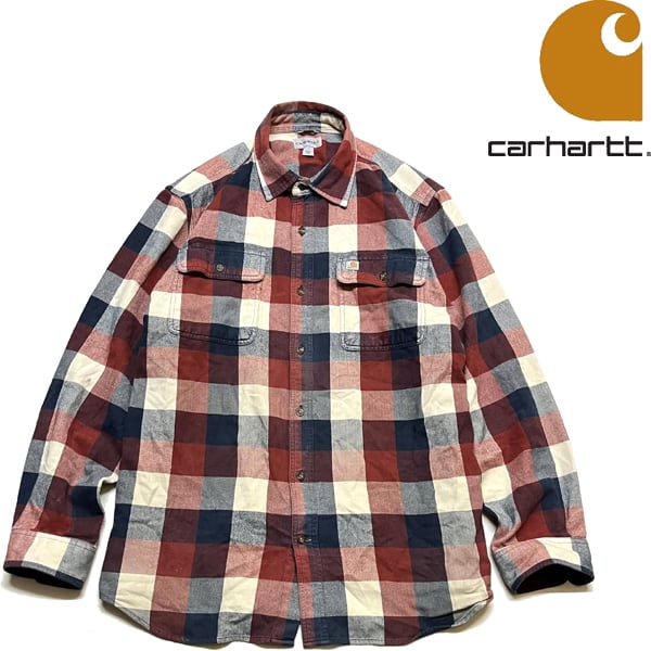 1点物◇カーハートCarharttヘビーネルシャツ長袖チェックシャツ古着L