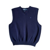 "90s Ralph Lauren" navy cotton knit vest
