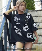 ◆グラフィティー 刺繍風 プリントTシャツ◆sb-g1200132n