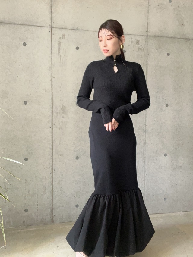 【即納】ストレッチバルーンマーメイドスカート【ブラック】