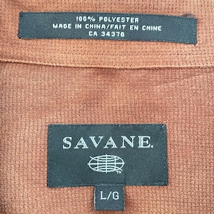 【SAVANE】フェイクスウェード 長袖シャツ ブラウン ポリシャツ L ビッグサイズ US古着