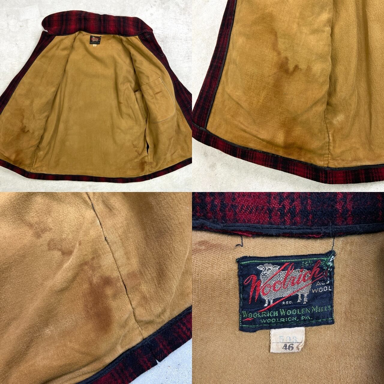 30年代 黒タグ WOOLRICH ウールリッチ バッファローチェック柄 ウール