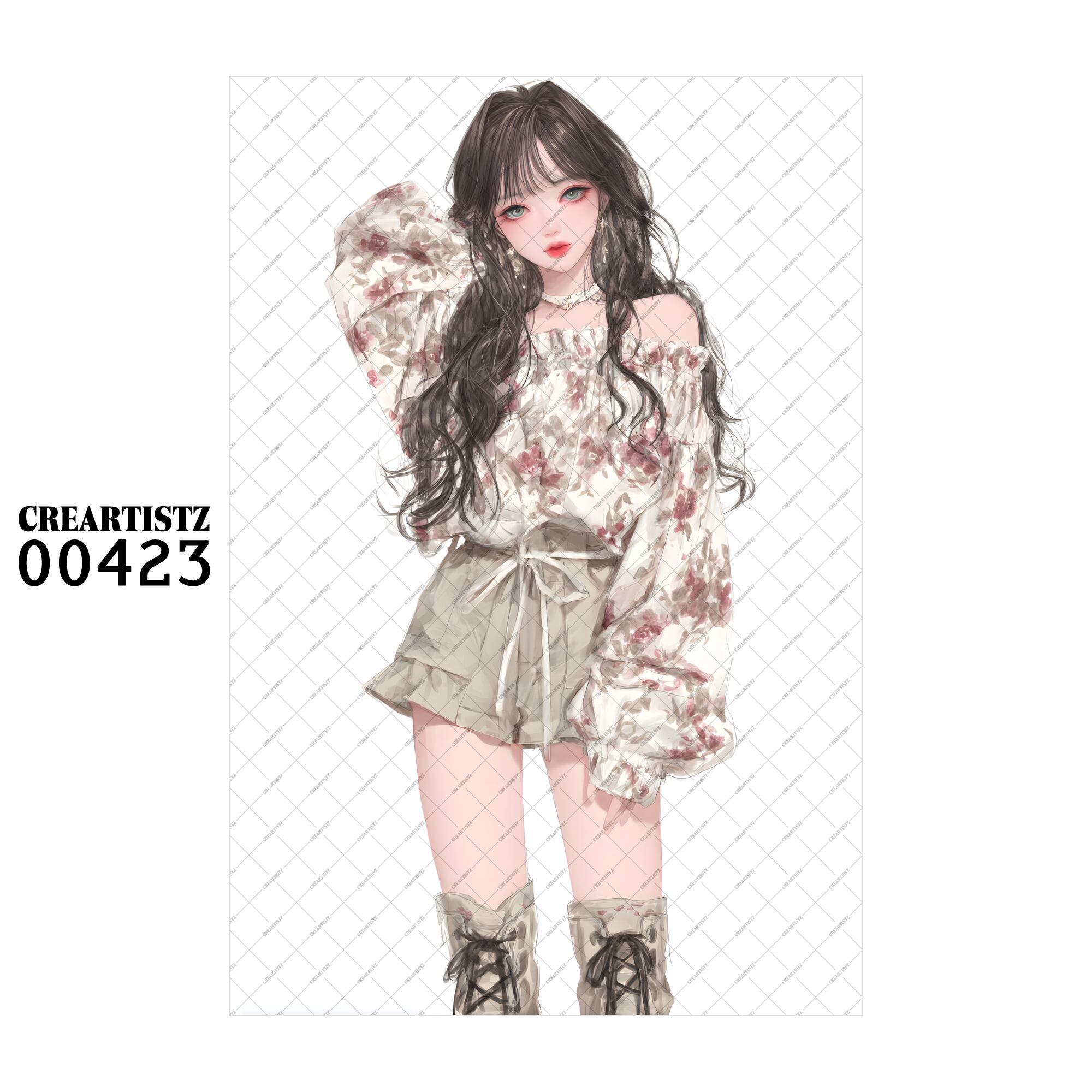 00423 ガール キュート オリジナル ペーパー/ステッカー 4枚セット CREARTISTZ