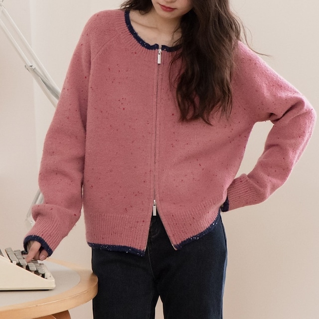 short knit zipper sweater