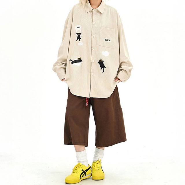 ポップアニマルパッチルーズシャツ 2col   R01712