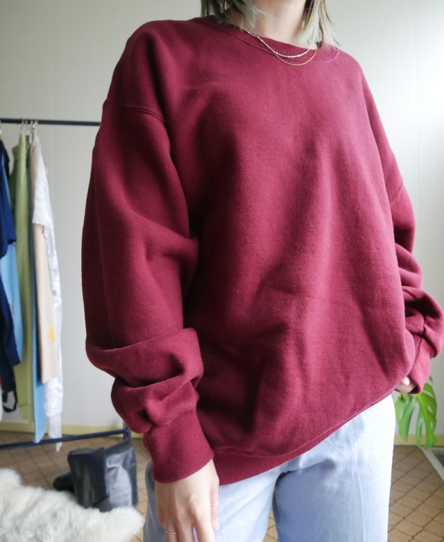 80s-90s MADE IN USA Solid Sweatshirt / Burgundy