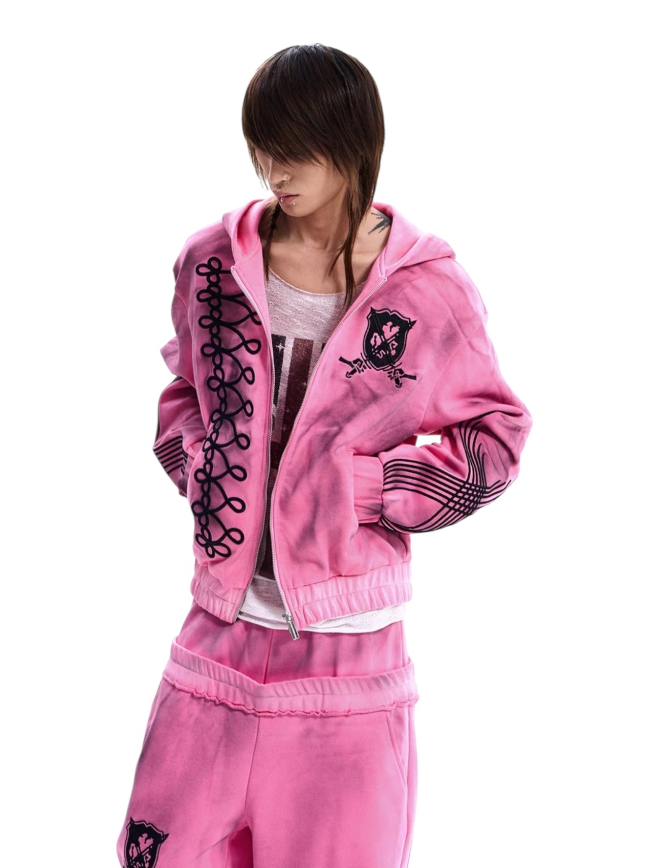 【STARTEXCEEDEND】EMBROIDERED ZIP UP HOODIE