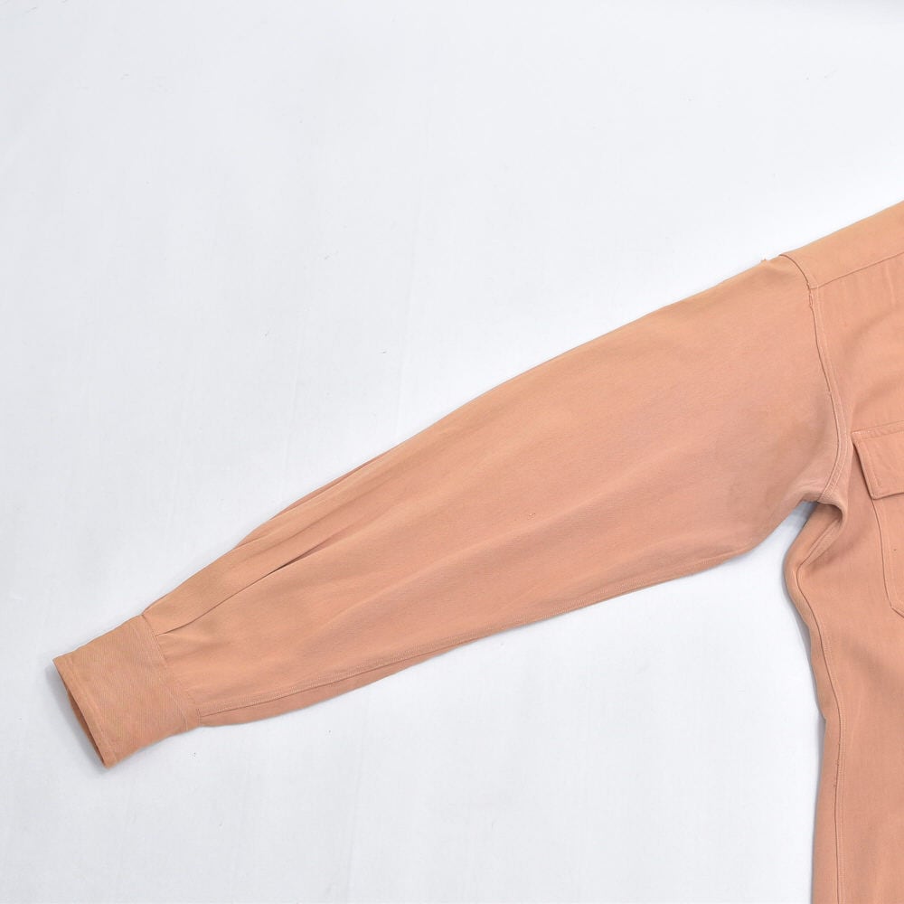 40～50s Vintage レーヨンシャツ マチ付き 長袖 ヴィンテージ ベージュ