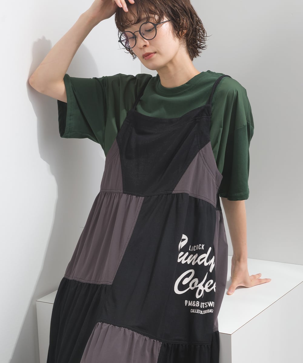 J262036 【接触冷感シリーズ】 リメイク風切替キャミワンピース / Cool