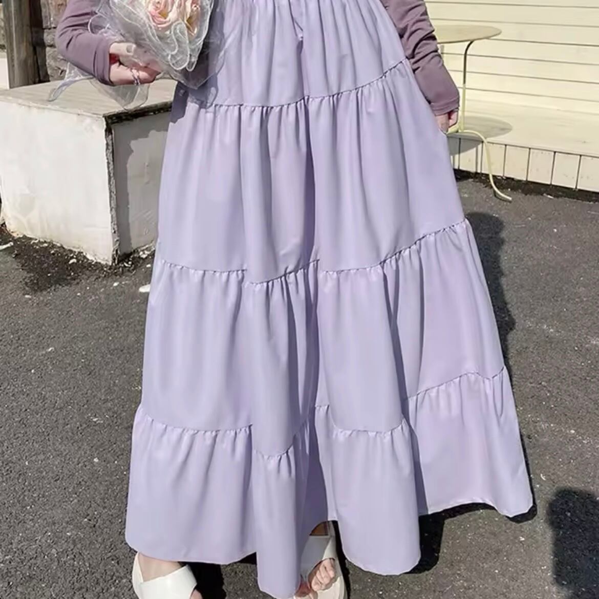 フレアロングティアードスカート