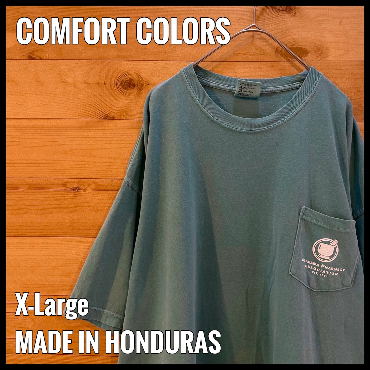 【COMFORT COLORS】ポケットTシャツ ワンポイントロゴ バックプリント XL ビッグサイズ US古着