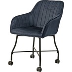 チェア TOE-121 ダイニングチェア キャスター ベロア デスクチェア ブラック グレー 座面高46 椅子 おしゃれ モノトーン 広め ゆったり オフィスチェア 肘掛け 韓国 エレガンス かわいい リビング 書斎