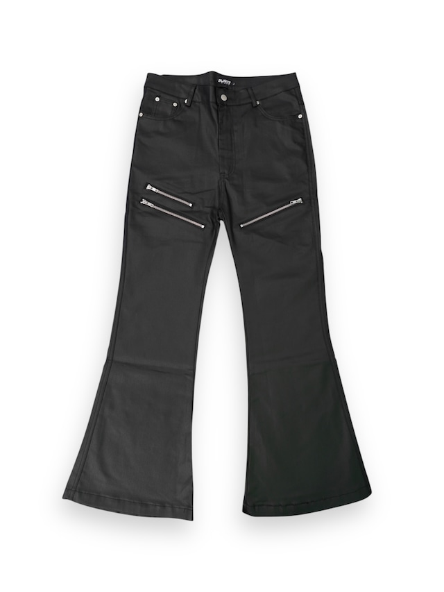 【PLANET STUDIO】Gloss Coating Zip Flare Pants