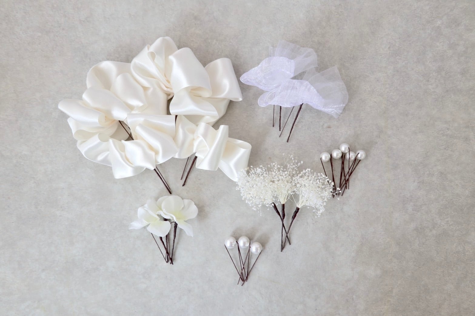 07 【翌日配送】hanakanzashi white satin ribbon × pearl | Hanakanzashi