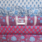 ブロックプリント生地【50cm単位】インド綿 片耳デザイン付き 花柄 白×赤×水色 #55223-RD1