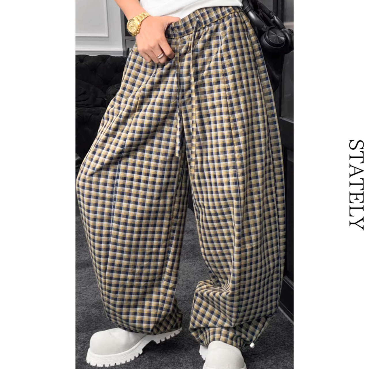 Check Loose Silhouette パンツ/2color_B18・画像4