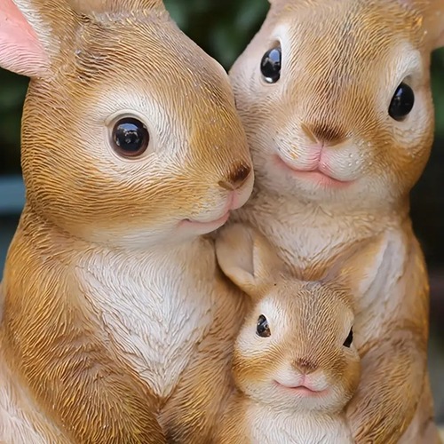 置物 オブジェ ３匹家族 ウサギ ラビット 兎 オーナメント ガーデン オブジェ インテリア マスコット 可愛い 玄関 北欧