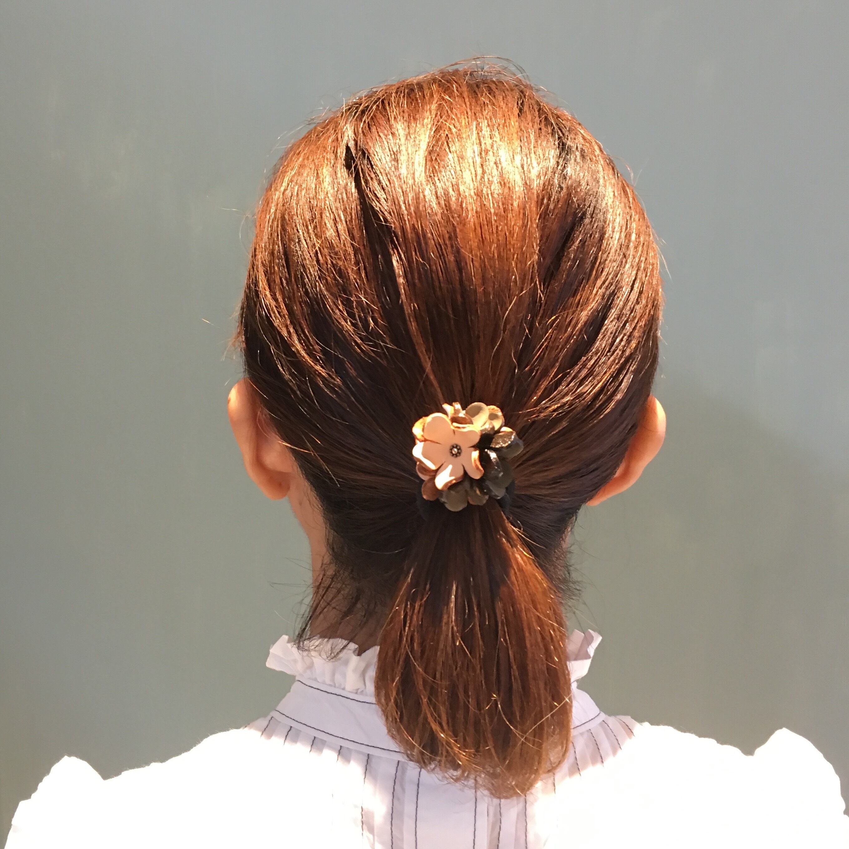 プルメリア花型ヘアゴム(シルバー） | Allamanda-leather