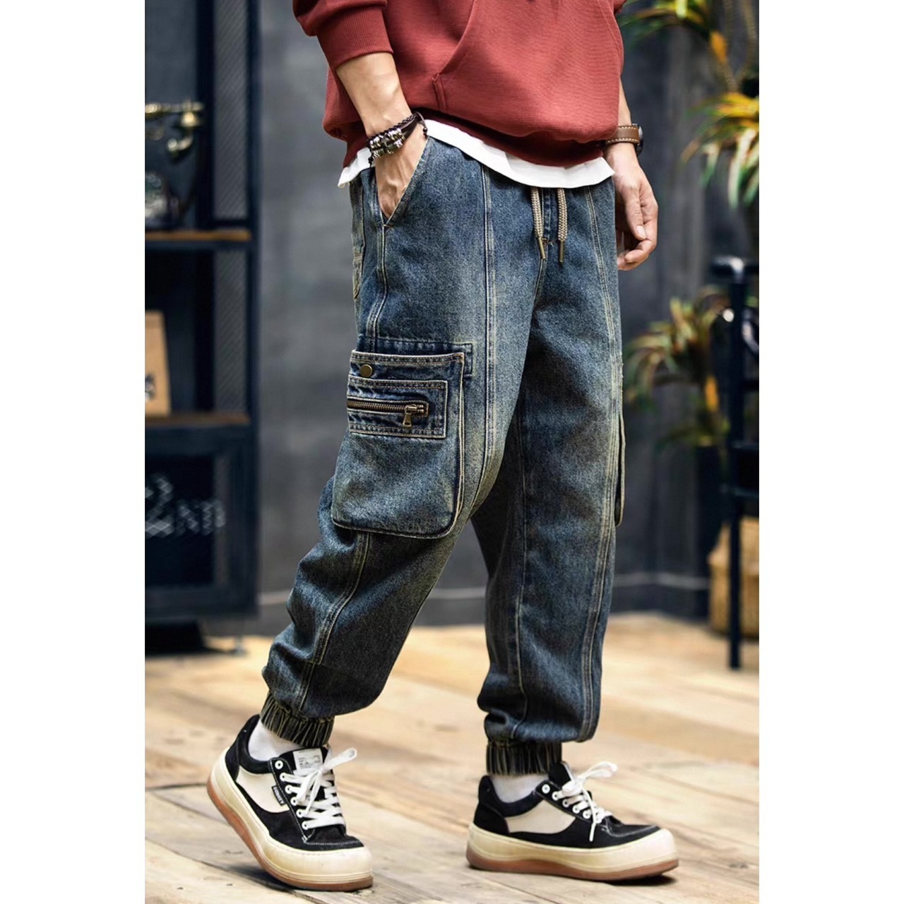 Denim cargo jogger pants 1288 - 6