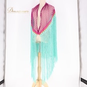 フラメンコ 衣装 シージョ フレコ 紫 軽い 透け感 フリンジ 鮮やか 小物 装飾 小道具 ダンス パーティ 発表会 パープル系 グリーン系 フラメンコ衣装 ステージ衣装 踊り衣装 軽やか おしゃれ 華やか アクセサリー お洒落 フリンジデザイン