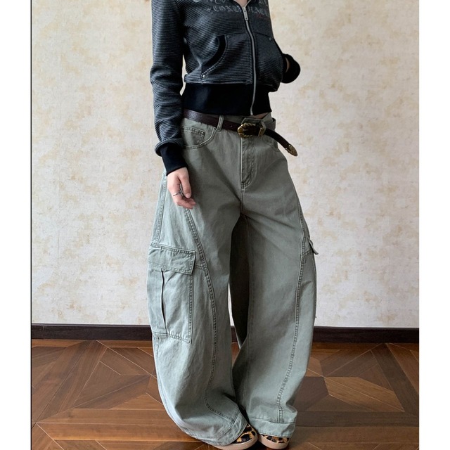 ヴィンテージライクポケットワイドカーゴパンツ 2col   R01880