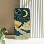 受注生産 iPhoneケース 白い三日月と山の夜空柄｜天体図風 STAR028B