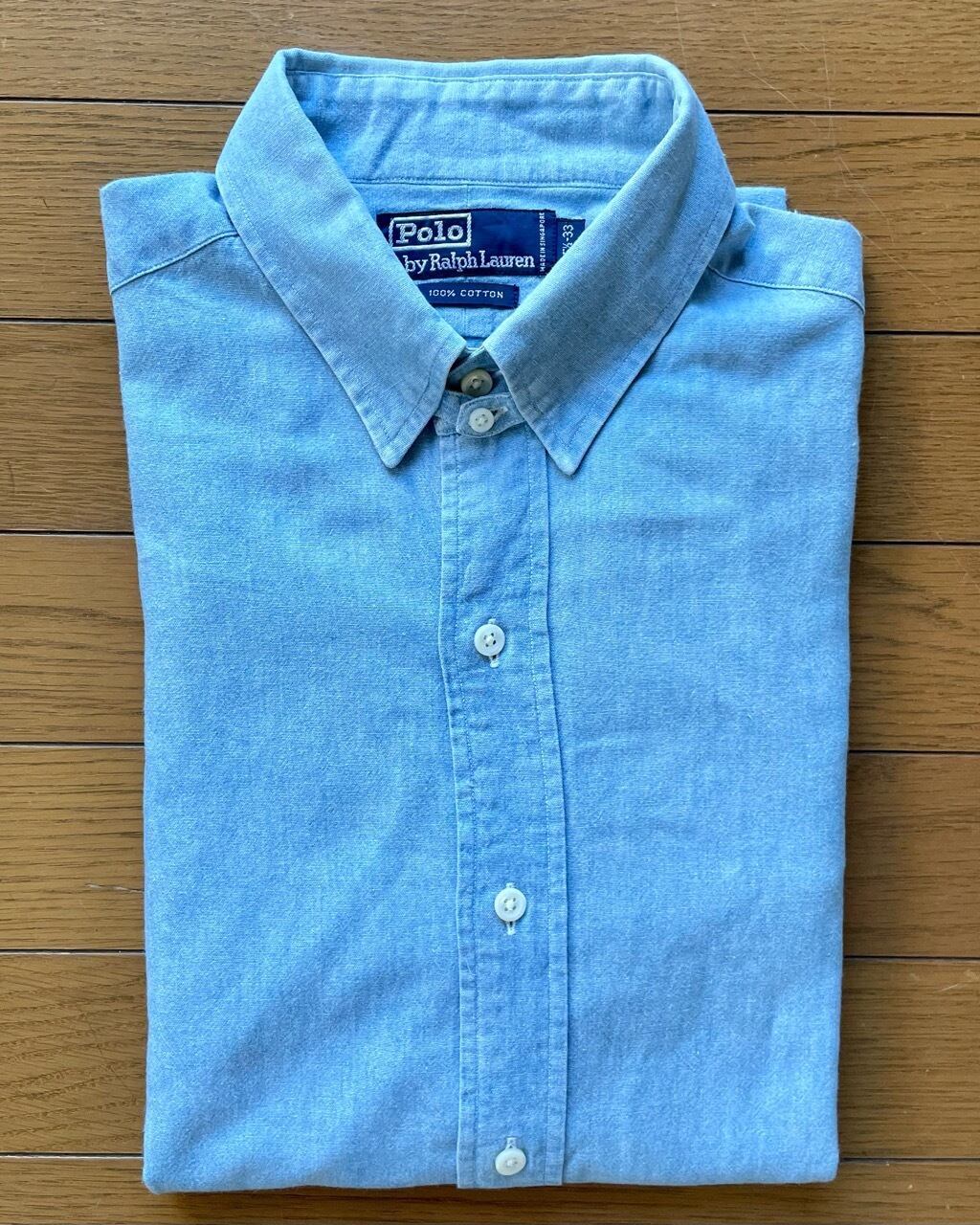 90s ■ POLO ポロ ラルフローレン タブカラー 長袖 シャンブレー シャ