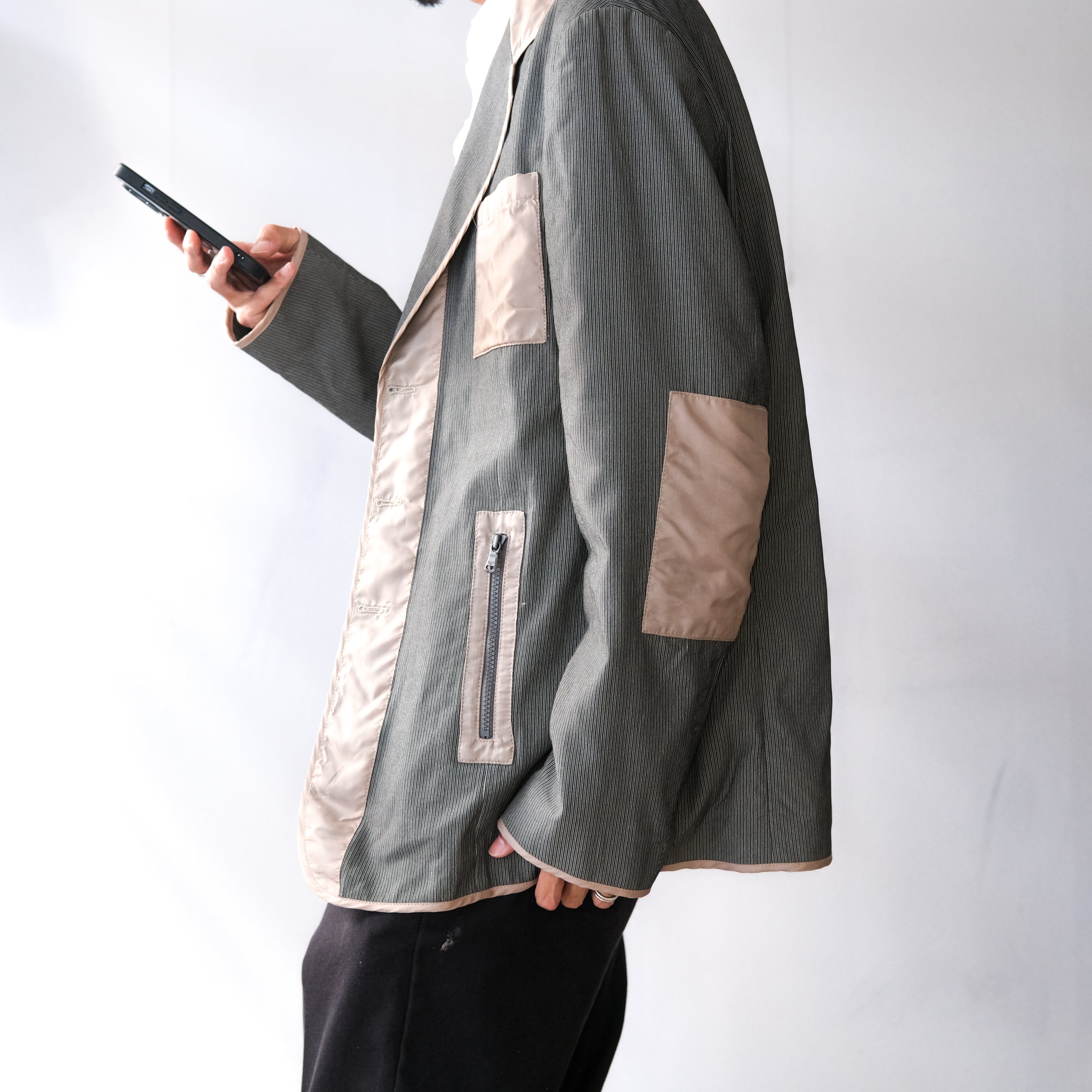 90s〜 “Emporio Armani” switching cotton × rayon tailored jacket