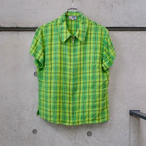 Snap / Checkered Short Sleeve Zip Up Shirt