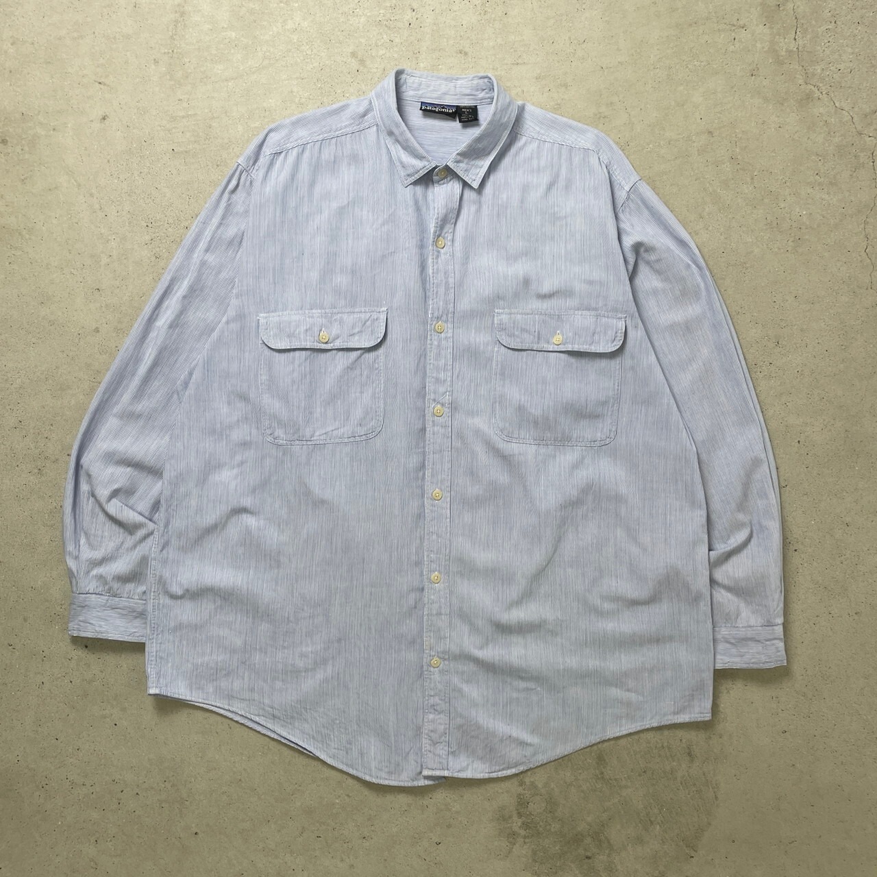 90年代 Patagonia パタゴニア コットンストライプシャツ メンズL 古着 