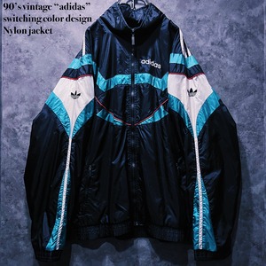 【doppio】90’s vintage “adidas” switching color design Nylon jacket