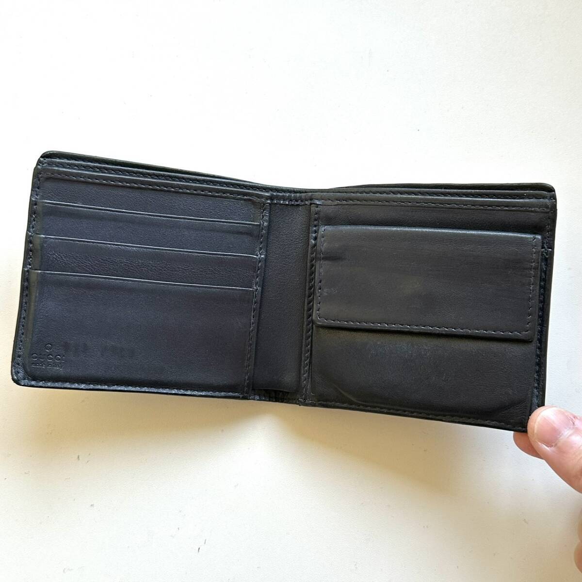 グッチ GUCCI 二つ折り財布 マイクログッチシマ ネイビー | 万福財布