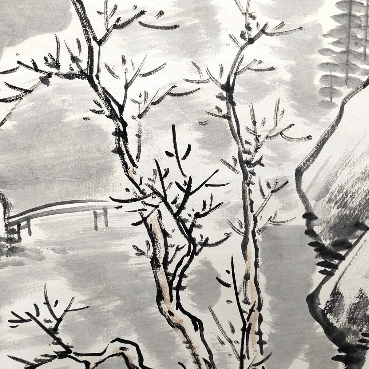 掛軸・山水画・水墨画・冬・No.230426-16・梱包サイズ80 | リサイクル