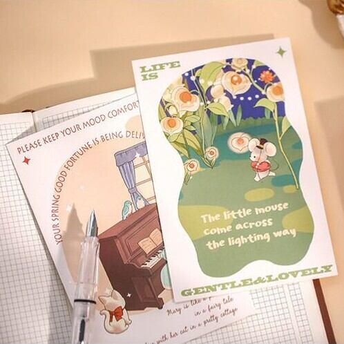 女の子系ポストカード 魔法使い 動物 ゆめかわ ファンタジー おしゃれ