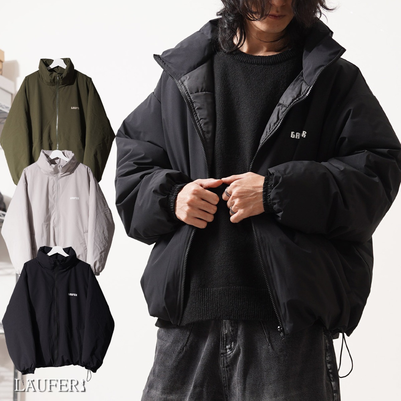 ◆シームレス ファイバー中綿 ショート スタンドジャケット◆lf-24412