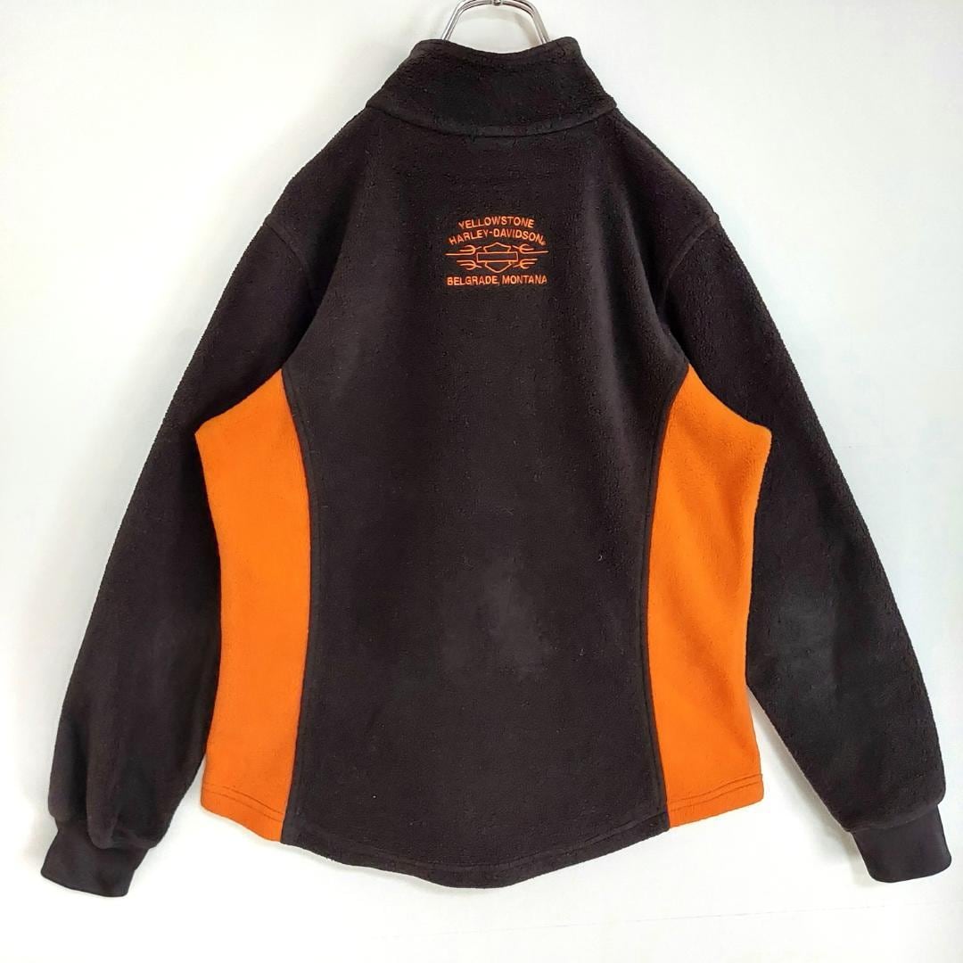 ハーレーダビッドソン 刺繍ハーフジップフリース M ブラック黒 オレンジ ロゴ | fuufu powered by BASE