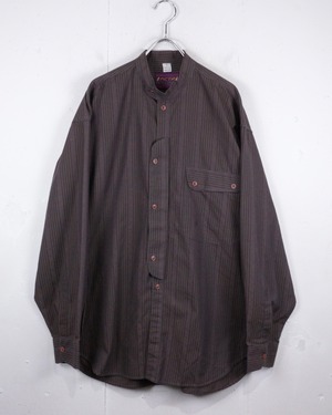 【Caka act2】Botanical Motif Euro Vintage Loose L/S Band Collar Shirt
